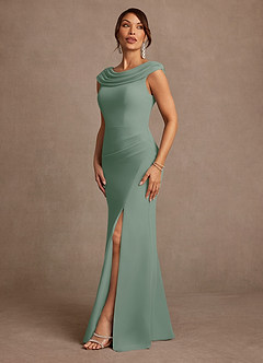 Azazie Irvine Mother of the Bride Dresses Silver Sage A-Line Pleated Chiffon Dress image4