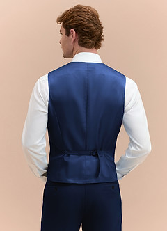front James Blue Structured Stretch Suit Vest