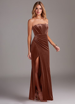 Azazie Larisa Jurken voor bruidsmeisjes Converteerbaar Jurk van flueel met Kolom Strapless Terracotta image5
