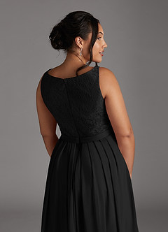 Azazie Ainsling Mother of the Bride Dresses Black A-Line Square Neckline Lace Chiffon Dress image18