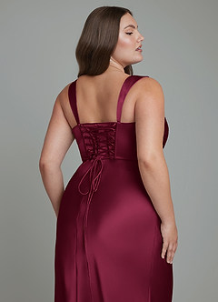 Azazie Agustina Bridesmaid Dresses Burgundy Mermaid Corset Stretch Satin Dress image13