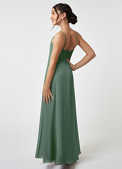 Azazie Collette Junior Eucalyptus A-Line Ruched Chiffon Dress image4