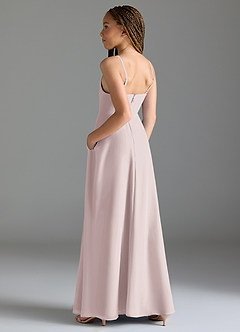 Azazie Moira Junior Abito A-Line in Chiffon Con Tasche Rosa Rossore image2