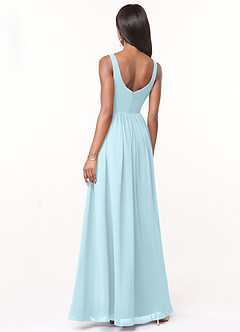 Azazie Keyla Bridesmaid Dresses Cloud Blue A-Line V-Neck Pleated Chiffon Dress image5