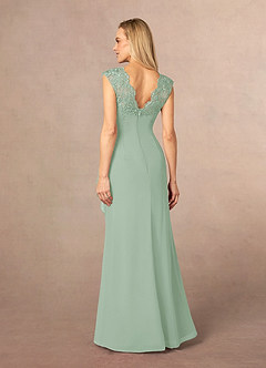Azazie Gladys Mother of the Bride Dresses Agave A-Line Queen Anne Lace Chiffon Dress image4