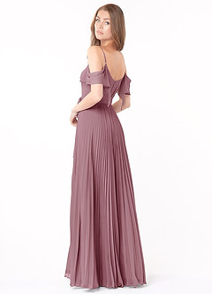 Azazie Lyney Bridesmaid Dresses Vintage Mauve A-Line Off the Shoulder Chiffon Dress image4