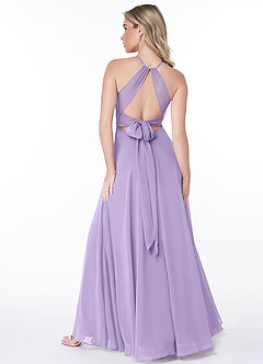 Azazie Evalleen Robes de demoiselle d'honneur Robe Trapèze en Mousseline de soie Plissée Lilas image4