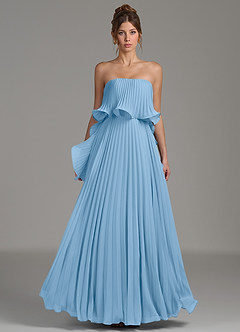 Azazie Alexia Bridesmaid Dresses Powder Blue A-Line Ruched Chiffon Dress image4