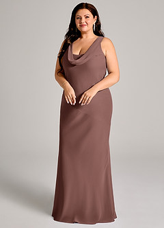 Azazie Rylina Bridesmaid Dresses Espresso Mermaid Pleated Chiffon Dress image9