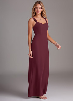 Azazie Denice Bridesmaid Dresses Cabernet Sheath Pleated Chiffon Dress image5