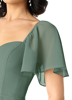 Azazie Chloe Robes de demoiselle d'honneur Robe Trapèze en Mousseline de soie Encolure en Forme de Cœur Eucalyptus image6