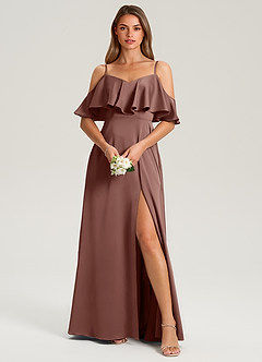 Azazie Jean Vestidos de damas de honor Vestido de Expresado de Satén Elástico de Corte en A con Vestidos sin tirantes image1