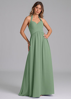 Azazie Darlyn Bridesmaid Dresses Matcha A-Line Pleated Chiffon Dress image3