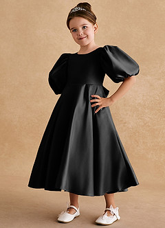 Azazie Sugarplum Flower Girl Klänningar Klänning A-Line i Matt satäng med ärmar image4