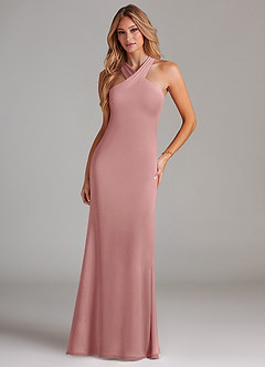Azazie Doretta Bridesmaid Dresses Dusty Rose Mermaid Pleated Chiffon Dress image3