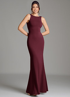 Azazie Gwen Bridesmaid Dresses Cabernet Mermaid Pleated Premium Stretch Jersey Dress image3