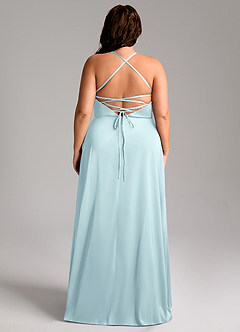 Azazie Mei Brautjungfernkleider A-Linie V-Hals Stretch-Satin Kleid Wolke Blau image8