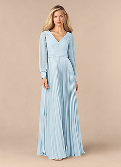 Azazie Zina Mother of the Bride Dresses Sky Blue A-Line Pleated Chiffon Dress image1