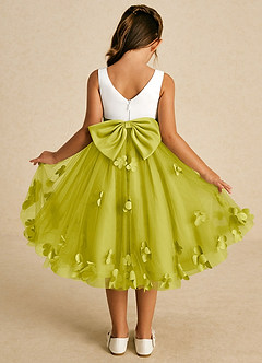 Azazie Sprout Robe Demoiselle D'honneur Fillette Robe Trapèze en Tulle Arc Citronnelle image1
