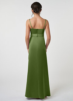 Azazie Anina Junior Robe Trapèze en Satin extensible Arc Genévrier image2