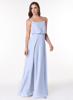 Azazie Lupe Bridesmaid Dresses Ice A-Line Scoop Blouson Chiffon Dress image4