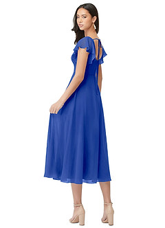 Azazie Bondi Bridesmaid Dresses Royal Blue A-Line Ruched Chiffon Dress image2