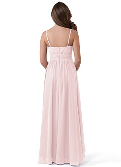Azazie Catalina Vestido de Rosa Rubor de Gasa/ Chiffon de Acampanado con Volante image3