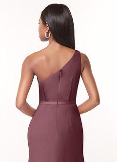 Azazie Liza Bridesmaid Dresses Sangria Mermaid One Shoulder Chiffon Dress image7
