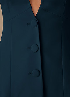 front Elara Dark Navy Extreme-Plunge Refined Weave 2-Piece Suit