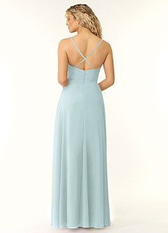Azazie Naeem Bridesmaid Dresses Mist A-Line V-Neck Ruffle Chiffon Dress image2
