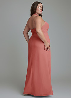 Azazie Jemma Brautjungfernkleider Etui Plissee Chiffon Kleid Antike Rose image12