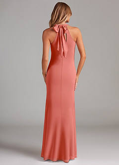 Azazie Doretta Bridesmaid Dresses Salmon Pink Mermaid Pleated Chiffon Dress image2