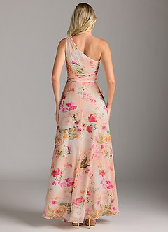 Azazie Dallas Bridesmaid Dresses Abstract Bouquet Floral A-Line One Shoulder Chiffon Dress image2