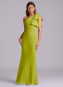 Azazie Yuanna Bridesmaid Dresses Lemongrass Mermaid One Shoulder Chiffon Dress image4