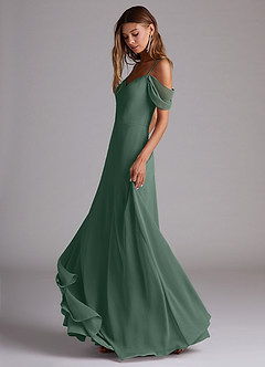 Azazie Marley Bridesmaid Dresses Sea Moss A-Line Off the Shoulder Chiffon Convertible Dress image3