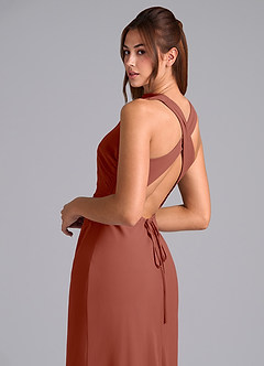 Azazie Evadne Bridesmaid Dresses Auburn A-Line Pleated Chiffon Dress image8