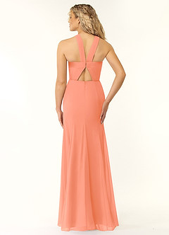 Azazie Rue Brautjungfernkleider A-Linie Halter Chiffon Kleid Sonnenuntergang image3