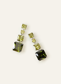 front Square Gemstone Drop Earrings