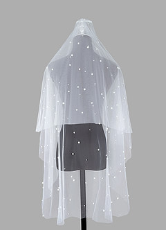 front Viola Pearl Fingertip Veil With Blusher