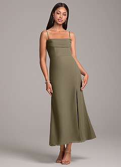 Azazie Saige Abiti da Damigella Abito Convertibile Tubino in Chiffon a Spalla Scoperta Willow Green image7