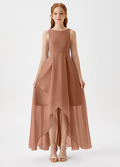 Azazie Lizette Junior Bronzer A-Line Pleated Chiffon Dress image3