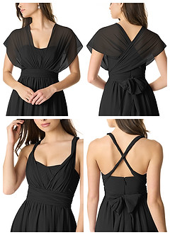 Azazie Olani Bridesmaid Dresses Black A-Line Off the Shoulder Chiffon Convertible Dress image6