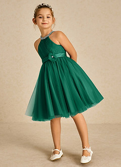 Azazie Honey Final Sale Agave A-Line Beaded Matte Satin Dress image5