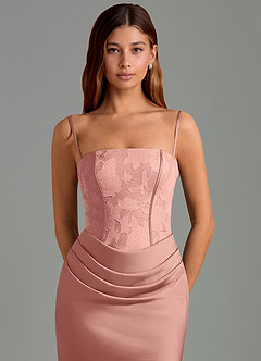 Azazie Emilia Bridesmaid Dresses Rosette Mermaid Strapless Stretch Satin Dress image6