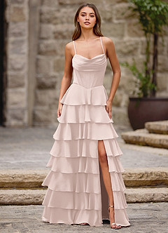 Rhythm Powder Pink Ruffled A-line Prom Dress image13