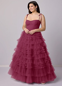 Barbie ♥ Azazie Bridesmaid Dresses Mulberry A-Line Sweetheart Neckline Tulle Dress image8