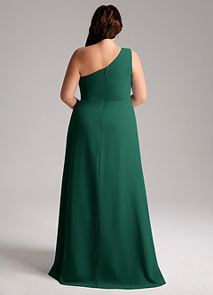 Azazie Brooke Bridesmaid Dresses Emerald A-Line One Shoulder Chiffon Dress image9