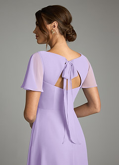 Azazie Kimber Vestidos de damas de honor Vestido de Lila de Gasa de Corte en A con Manga volante image8