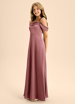 Azazie Anselie Junior Vestido de Amatista de Satén Elástico de Corte En A con Vestidos sin tirantes image6