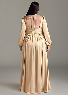 Azazie Norah Robes de demoiselle d'honneur Robe Trapèze en Satin extensible Champagne image8